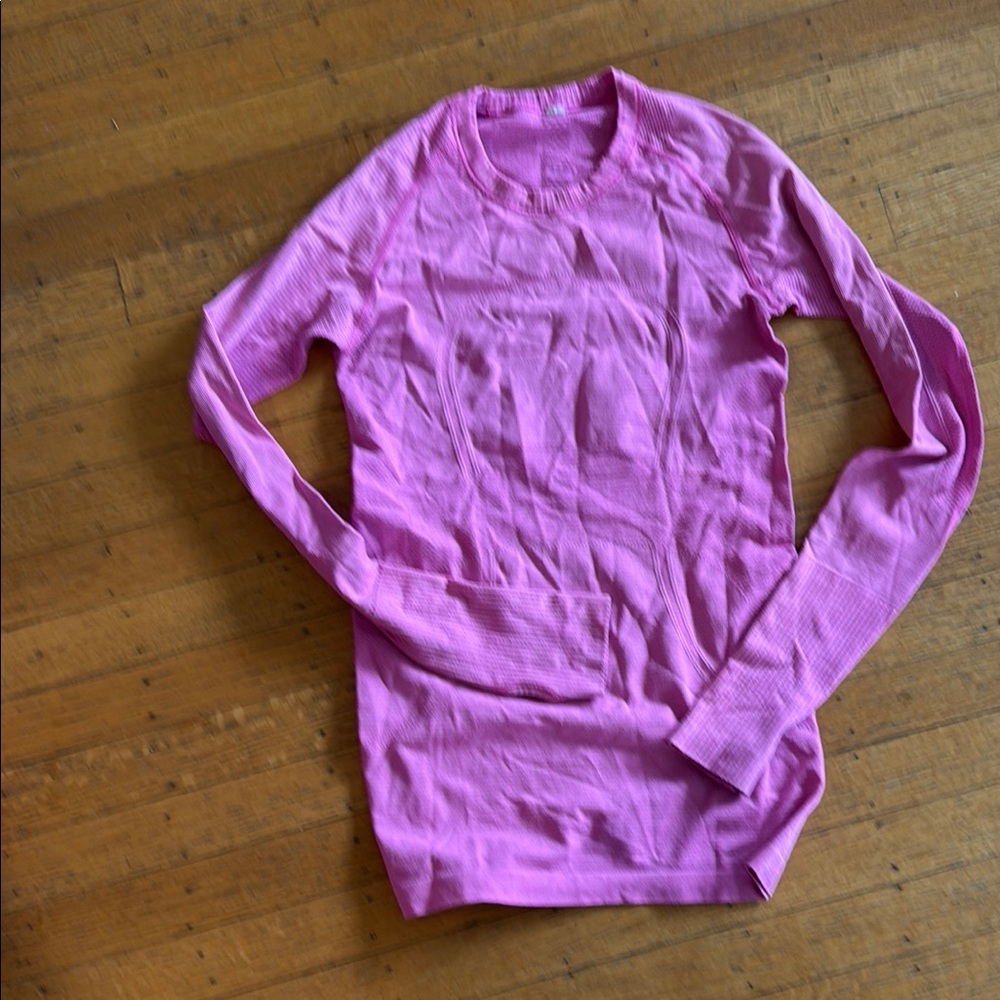 Lululemon Vibrant Pink Athletic Long Sleeve Top with